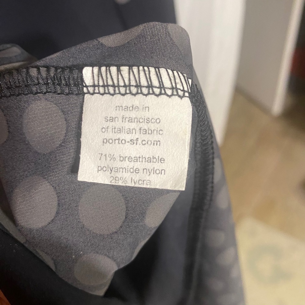 Porto SF Womens Black Gray Dot Lantern Bubble Dress Long Sleeve Pockets Size 1 - Picture 4 of 9